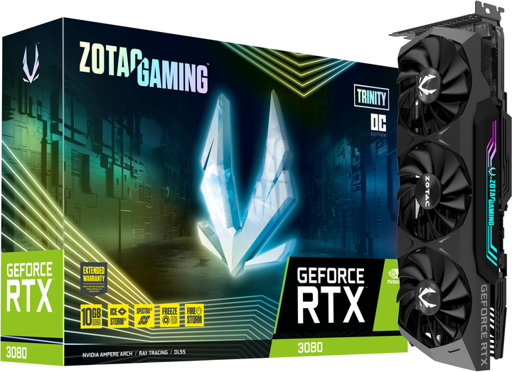 Видеокарта ZOTAC GeForce RTX 3080 Trinity OC 10GB GDDR6X (ZT-A30800J-10P) б/у